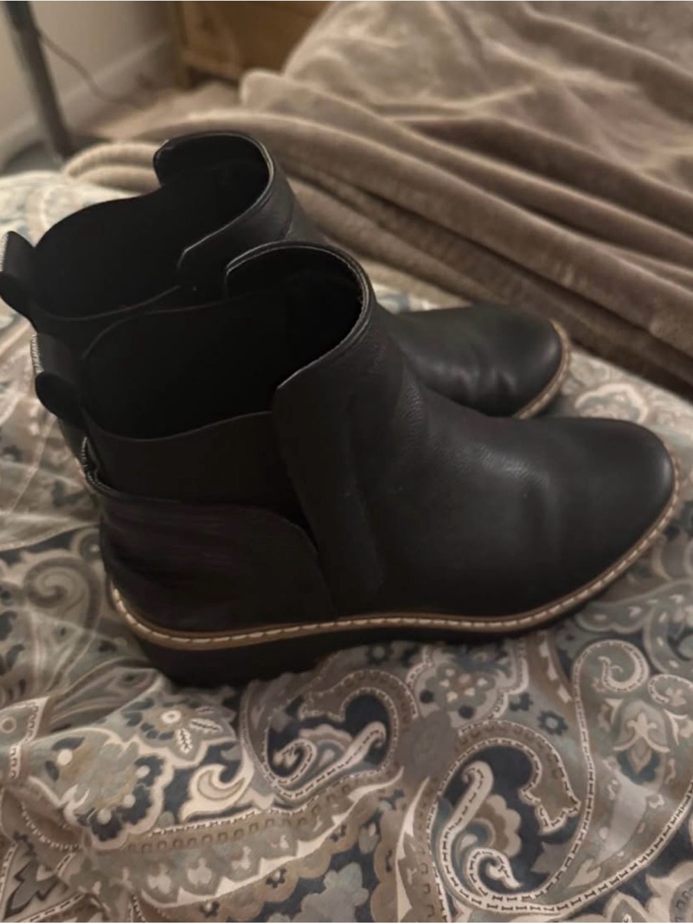 DV by Dolce Vita Black Leather Ankle Booties